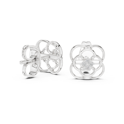 Elowen Floral Halo  Diamond Earrings