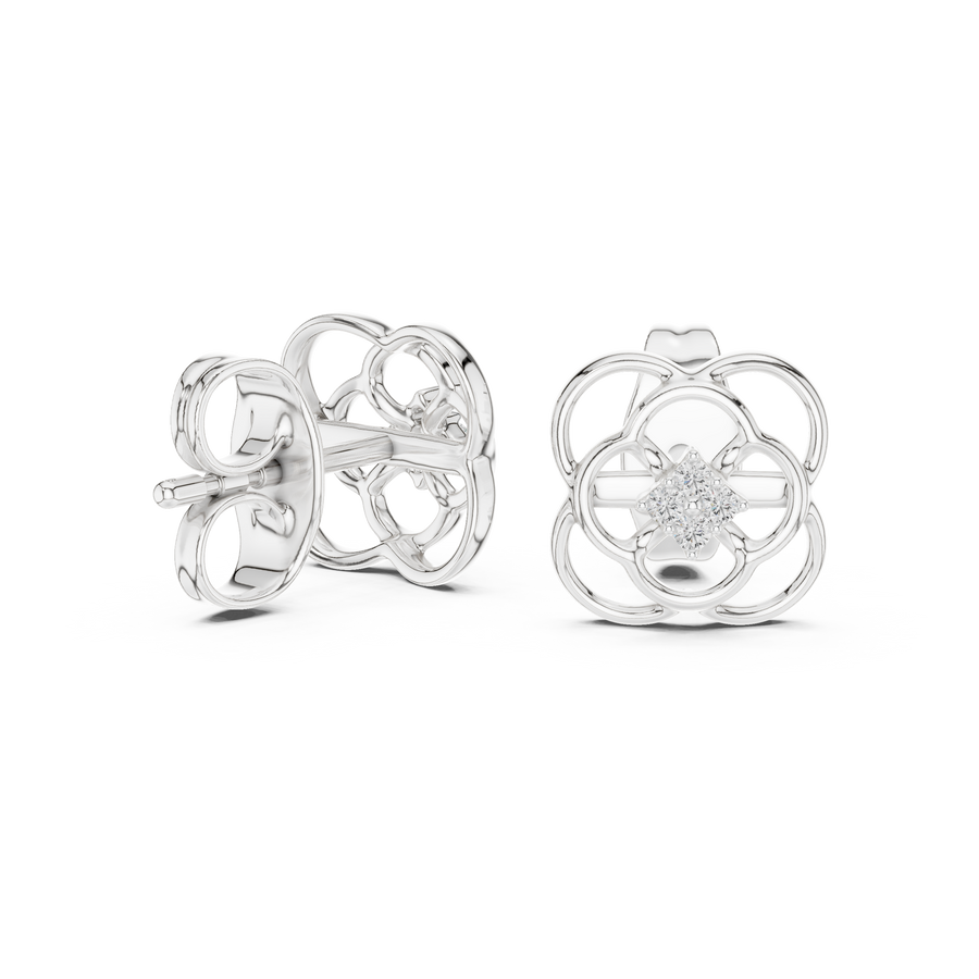 Elowen Floral Halo  Diamond Earrings