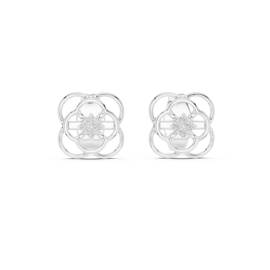 Elowen Floral Halo  Diamond Earrings