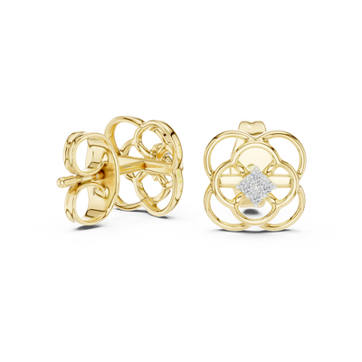 Elowen Floral Halo  Diamond Earrings