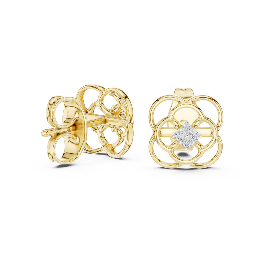 Elowen Floral Halo  Diamond Earrings
