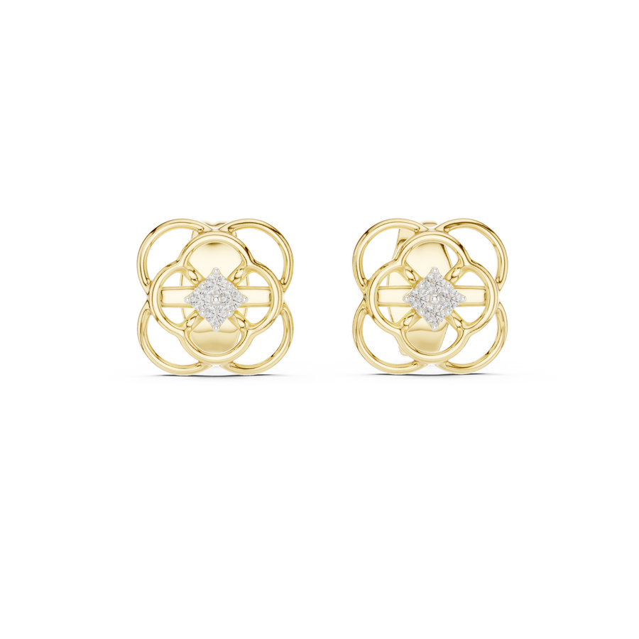 Elowen Floral Halo  Diamond Earrings