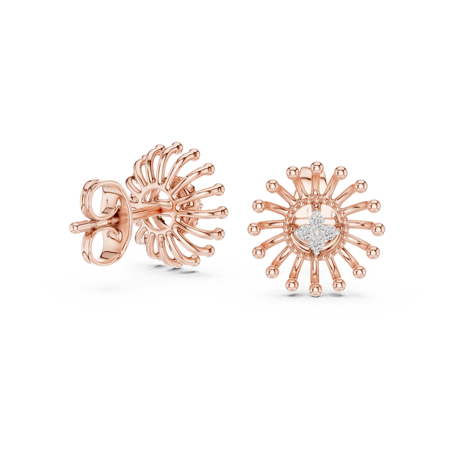 Aurelia Floral Sunburst Diamond Earrings