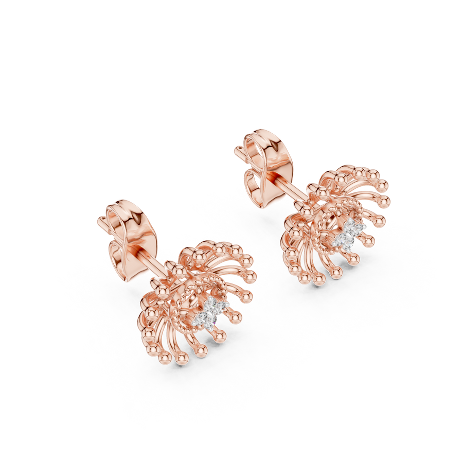 Aurelia Floral Sunburst Diamond Earrings
