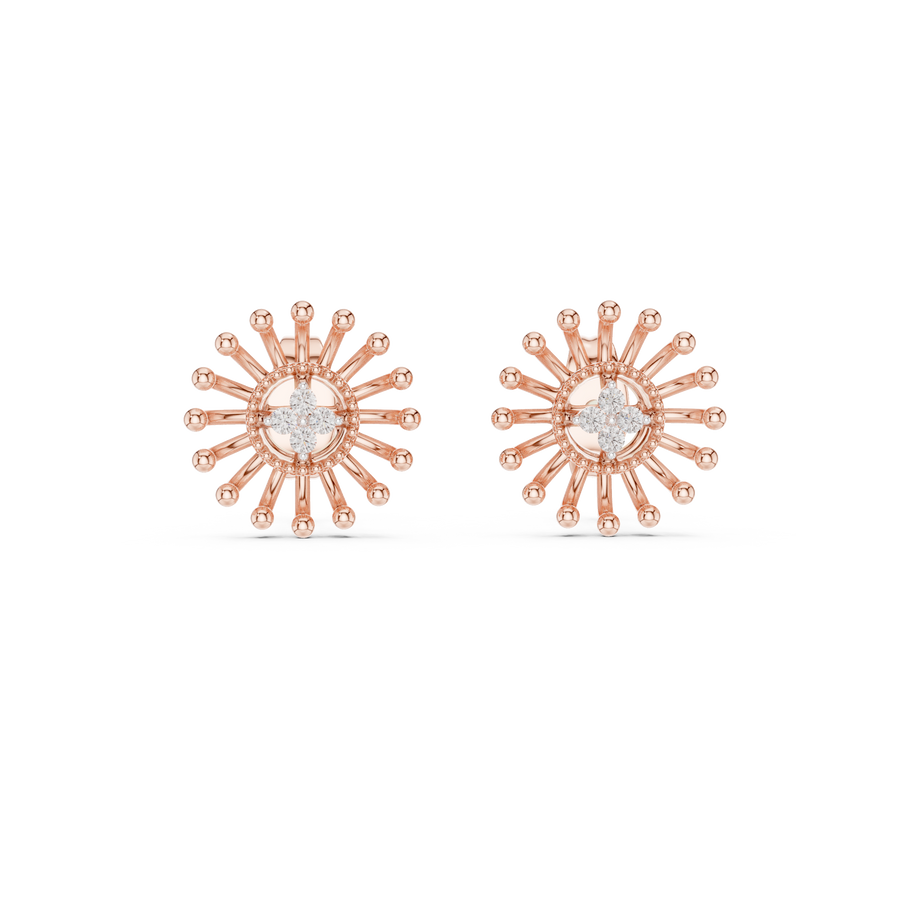 Aurelia Floral Sunburst Diamond Earrings