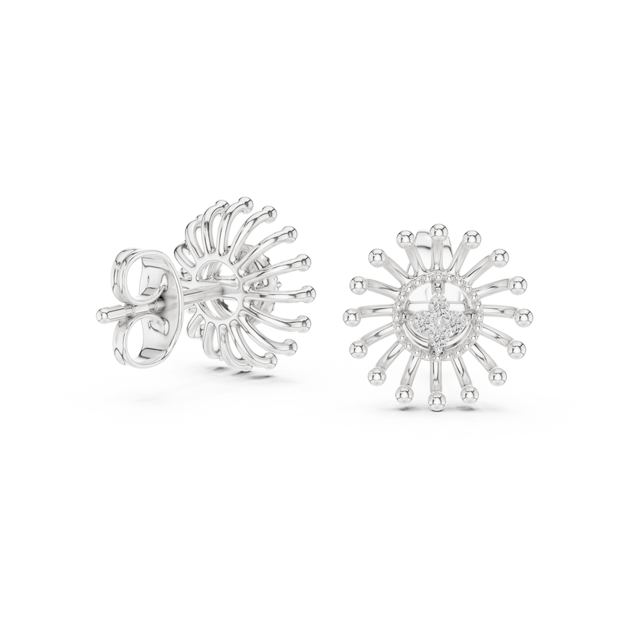 Aurelia Floral Sunburst Diamond Earrings