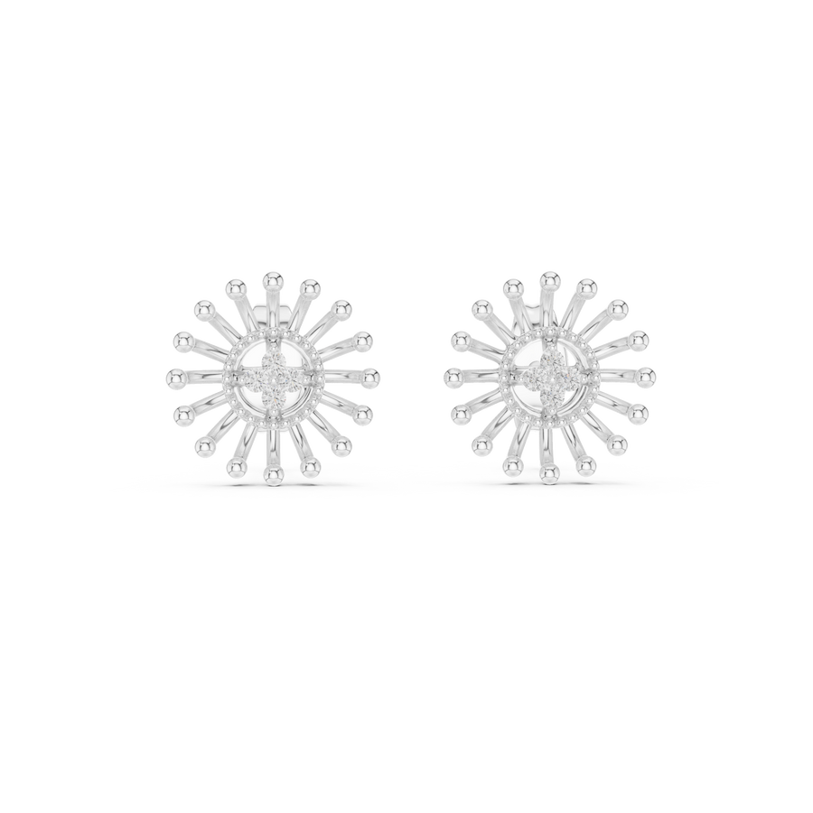 Aurelia Floral Sunburst Diamond Earrings