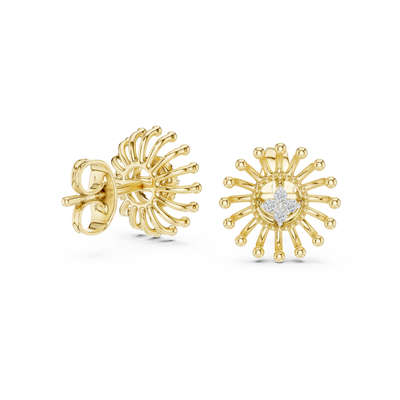 Aurelia Floral Sunburst Diamond Earrings