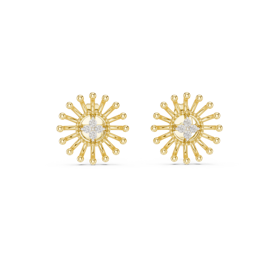 Aurelia Floral Sunburst Diamond Earrings