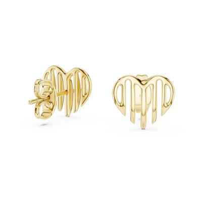 Amara Sculpted Heart Diamond Earrings - ZeeDiamonds