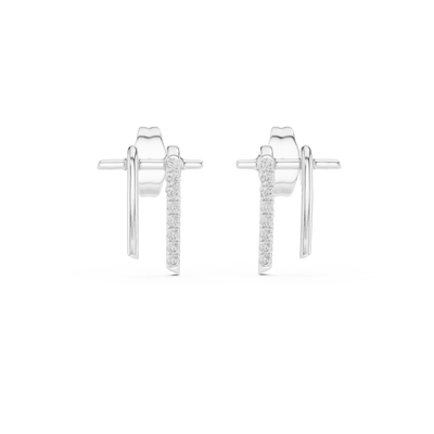 Elvarienne Curved U-Cut  Diamond Earrings - ZeeDiamonds