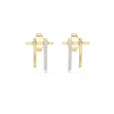 Elvarienne Curved U-Cut  Diamond Earrings - ZeeDiamonds