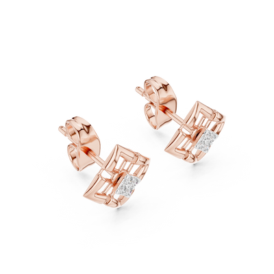 Aurevielle Square Floral  Diamond Earrings