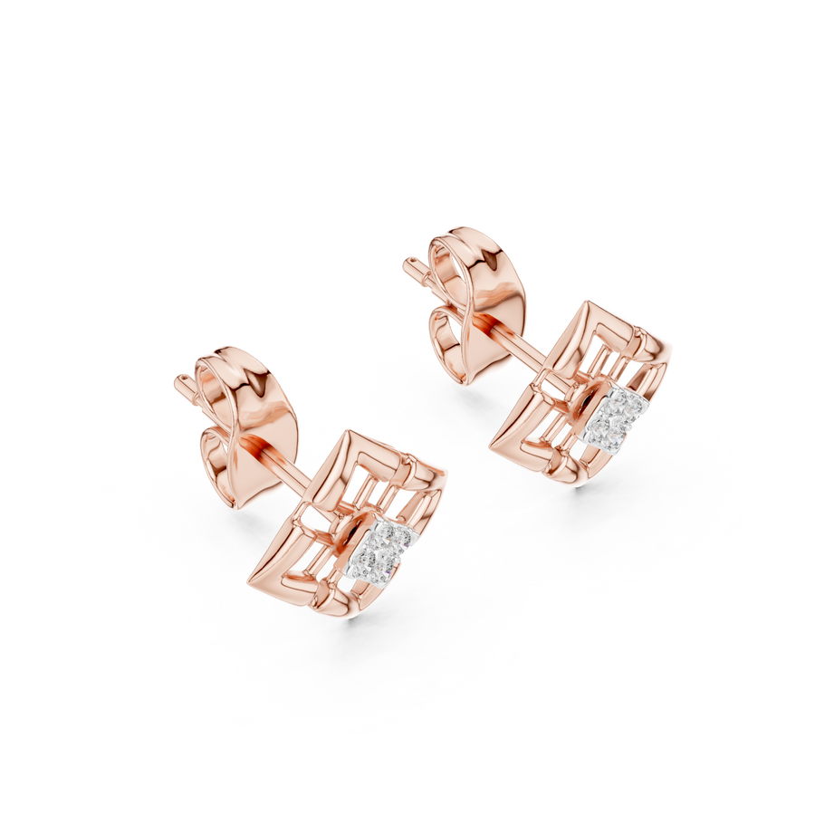 Aurevielle Square Floral  Diamond Earrings