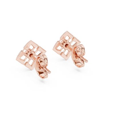 Aurevielle Square Floral  Diamond Earrings