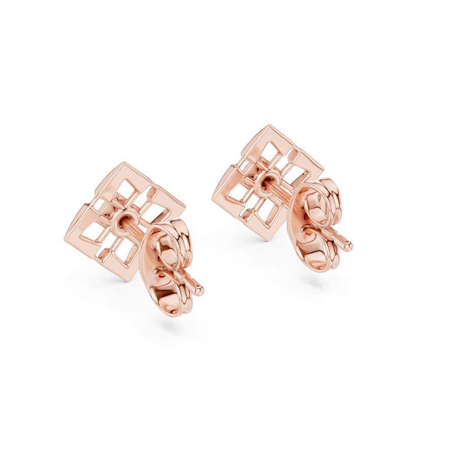 Aurevielle Square Floral  Diamond Earrings