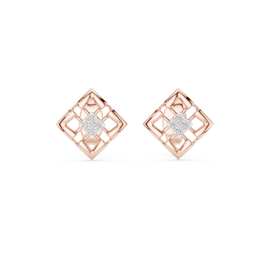 Aurevielle Square Floral  Diamond Earrings