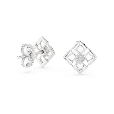 Aurevielle Square Floral  Diamond Earrings
