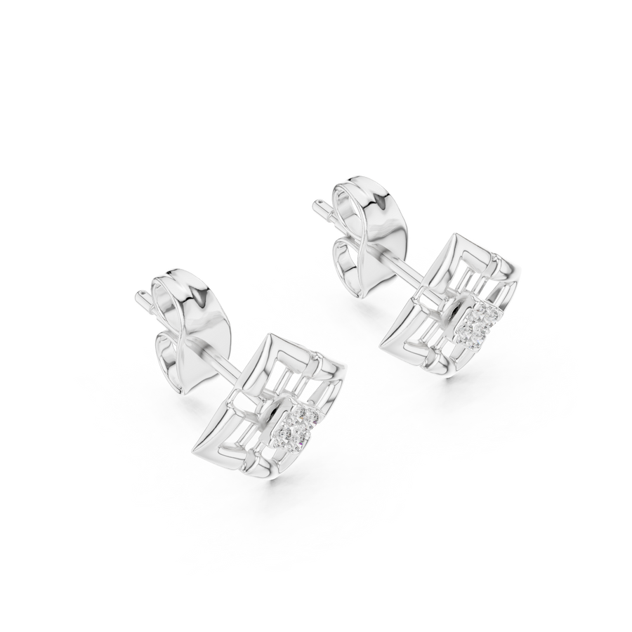 Aurevielle Square Floral  Diamond Earrings