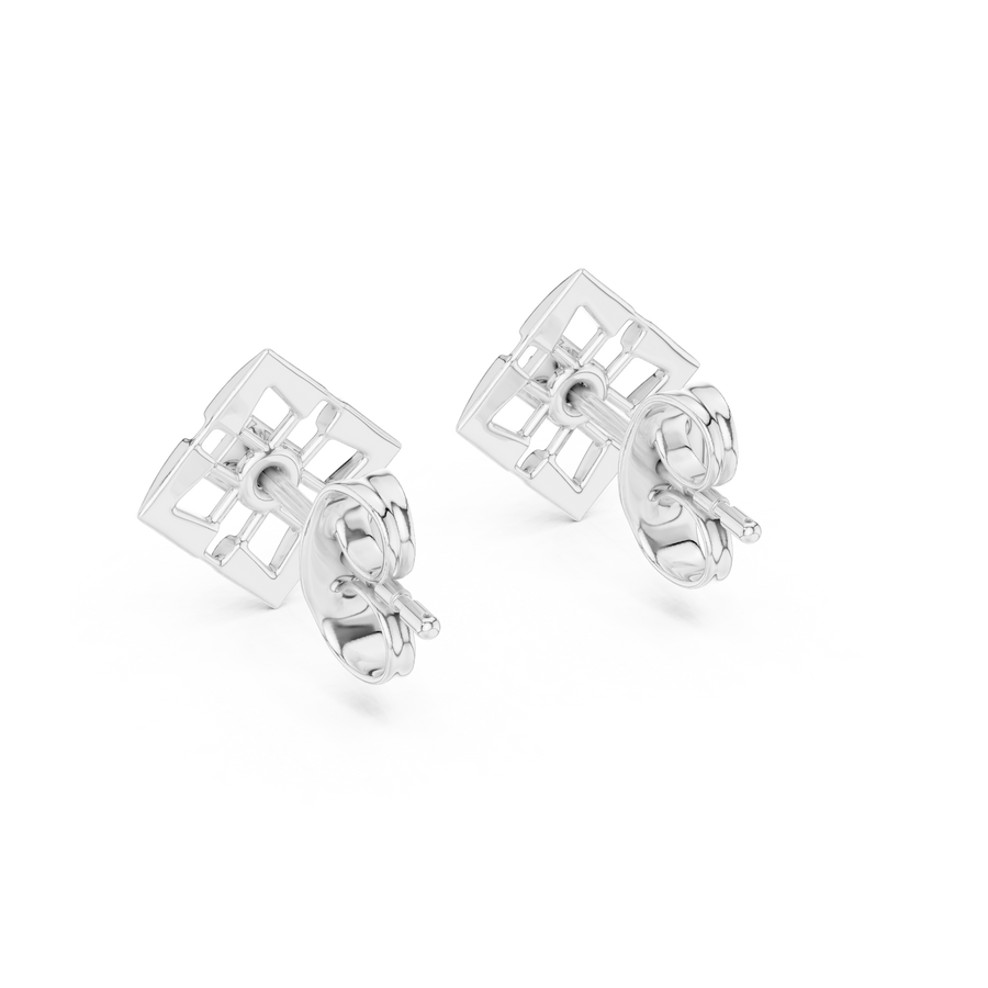 Aurevielle Square Floral  Diamond Earrings