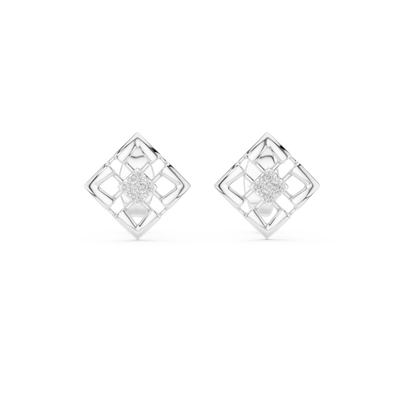 Aurevielle Square Floral  Diamond Earrings