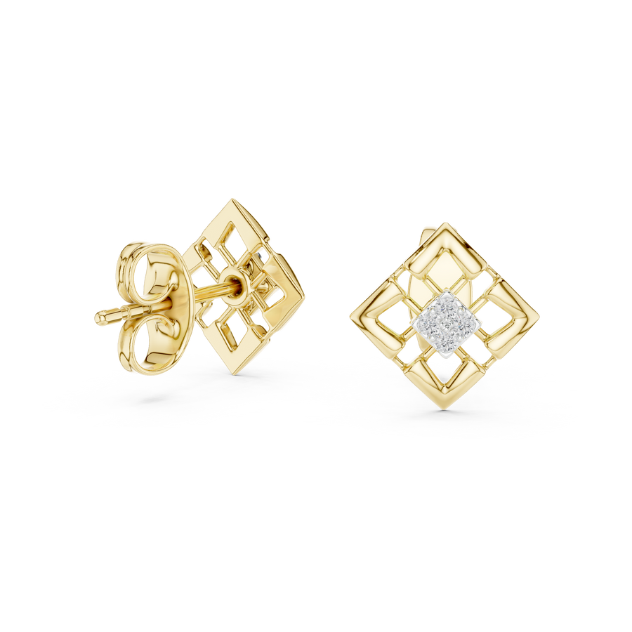 Aurevielle Square Floral  Diamond Earrings
