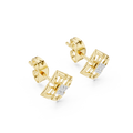 Aurevielle Square Floral  Diamond Earrings