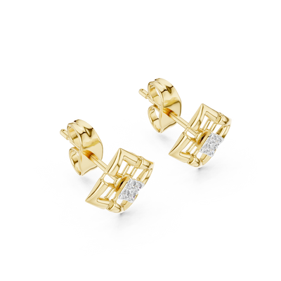 Aurevielle Square Floral  Diamond Earrings