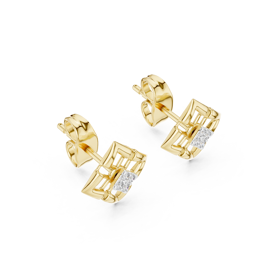 Aurevielle Square Floral  Diamond Earrings