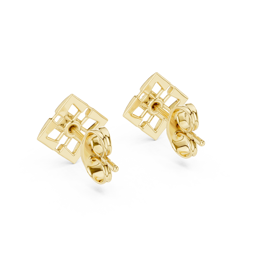 Aurevielle Square Floral  Diamond Earrings