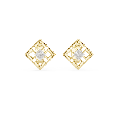 Aurevielle Square Floral  Diamond Earrings