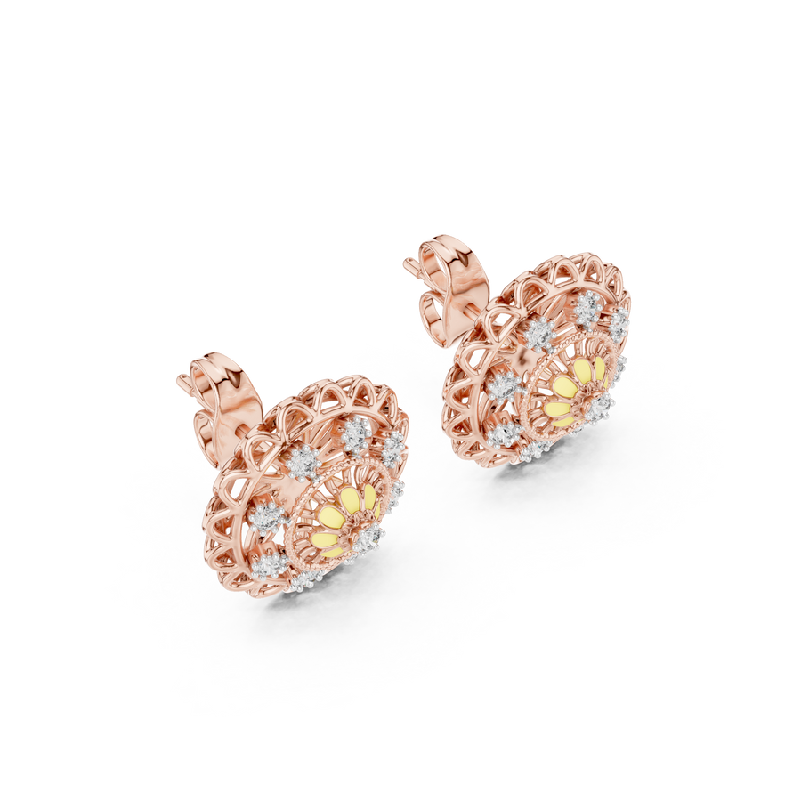 Seravienne Ornate Filigree Diamond Earrings