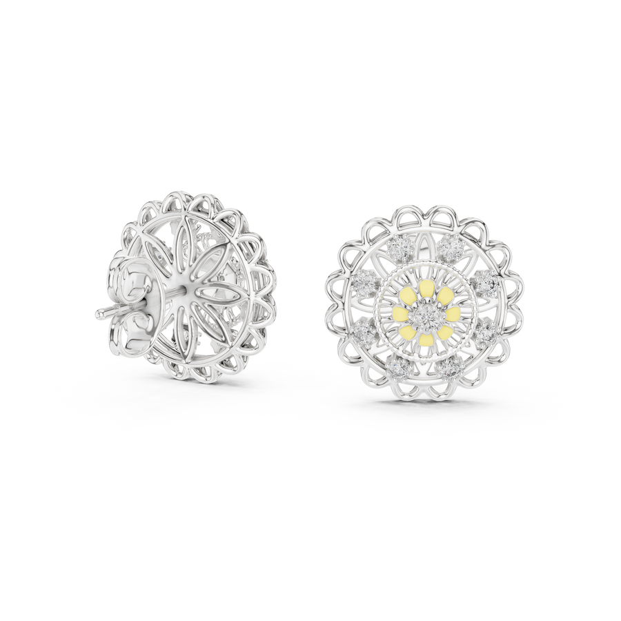 Seravienne Ornate Filigree Diamond Earrings