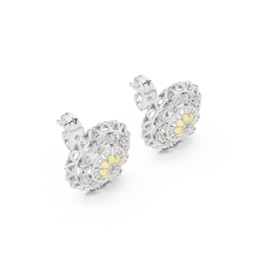 Seravienne Ornate Filigree Diamond Earrings