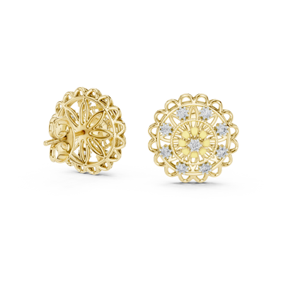 Seravienne Ornate Filigree Diamond Earrings