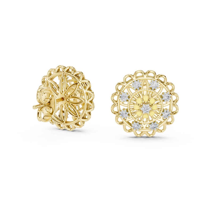 Seravienne Ornate Filigree Diamond Earrings
