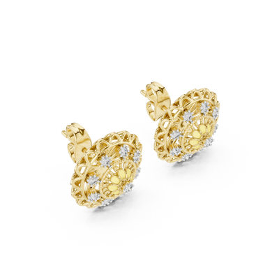 Seravienne Ornate Filigree Diamond Earrings