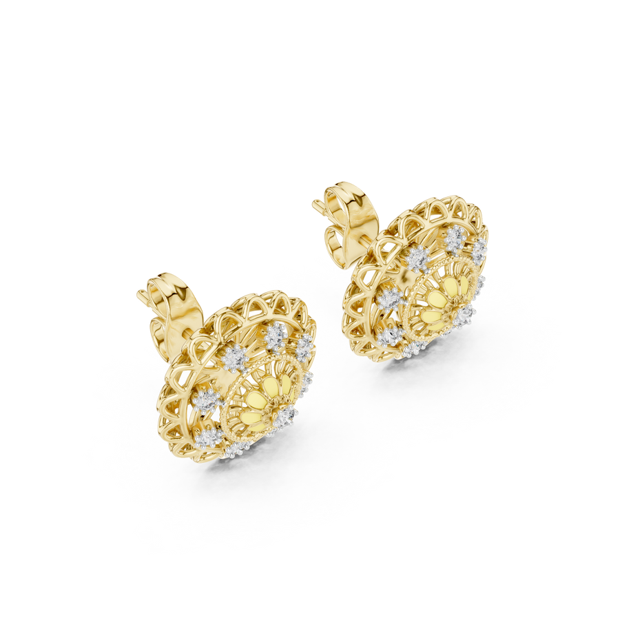 Seravienne Ornate Filigree Diamond Earrings