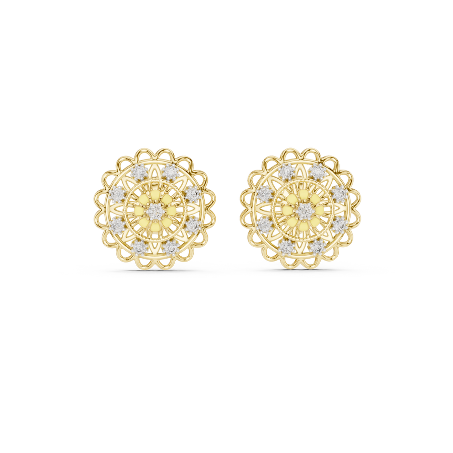 Seravienne Ornate Filigree Diamond Earrings