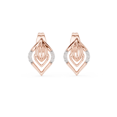 Avelisse Sculpted Leaf Pavé  Diamond Earrings - ZeeDiamonds