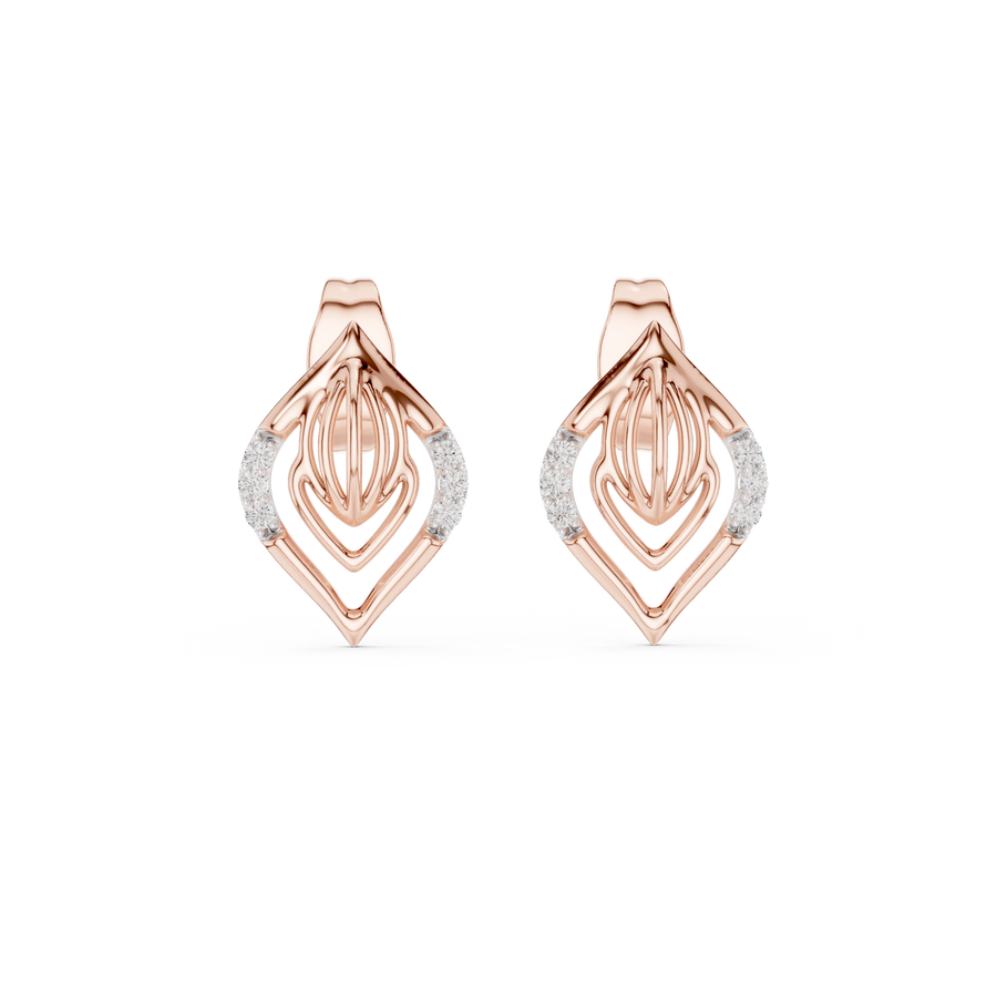 Avelisse Sculpted Leaf Pavé  Diamond Earrings