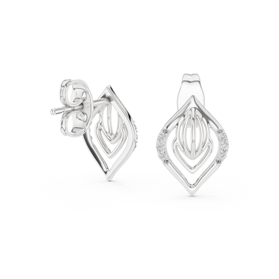 Avelisse Sculpted Leaf Pavé  Diamond Earrings - ZeeDiamonds