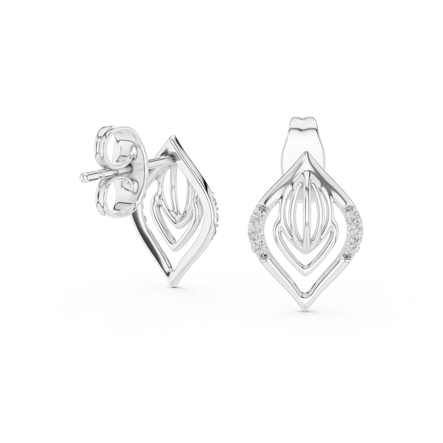 Avelisse Sculpted Leaf Pavé  Diamond Earrings