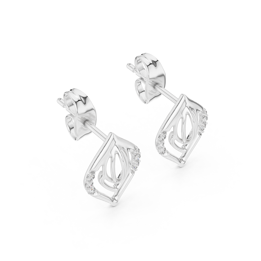 Avelisse Sculpted Leaf Pavé  Diamond Earrings