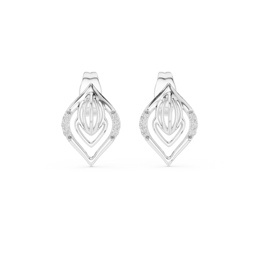 Avelisse Sculpted Leaf Pavé  Diamond Earrings
