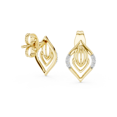 Avelisse Sculpted Leaf Pavé  Diamond Earrings - ZeeDiamonds