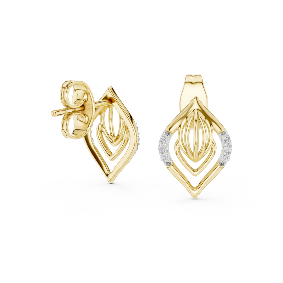 Avelisse Sculpted Leaf Pavé  Diamond Earrings