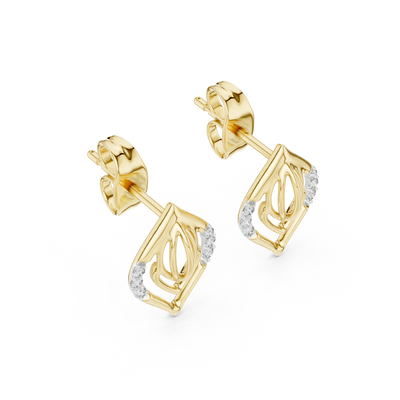 Avelisse Sculpted Leaf Pavé  Diamond Earrings - ZeeDiamonds