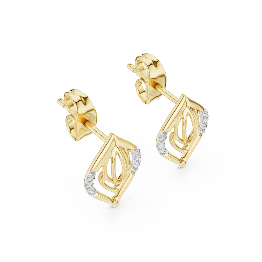 Avelisse Sculpted Leaf Pavé  Diamond Earrings