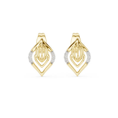 Avelisse Sculpted Leaf Pavé  Diamond Earrings - ZeeDiamonds